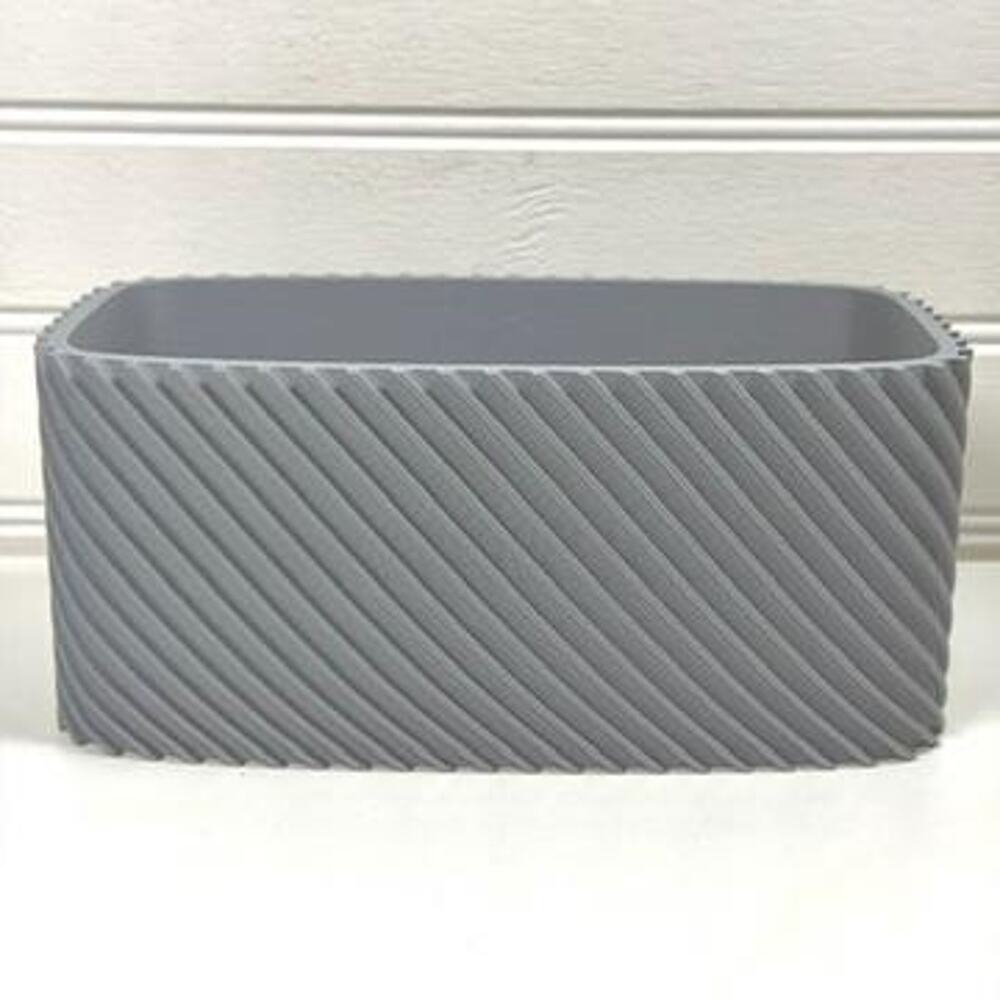 Plant Pot Fine Rib Rounded Rectangle Low, Indoor Cache Pot, Tabletop Planter - Picture 3 of 11